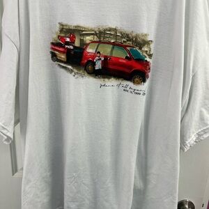 Gildan White Tee with Red Car Graphic